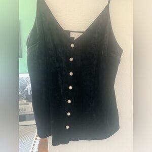 Topshop Black Velvet Camisole & Flared Pants Set - Size US 4